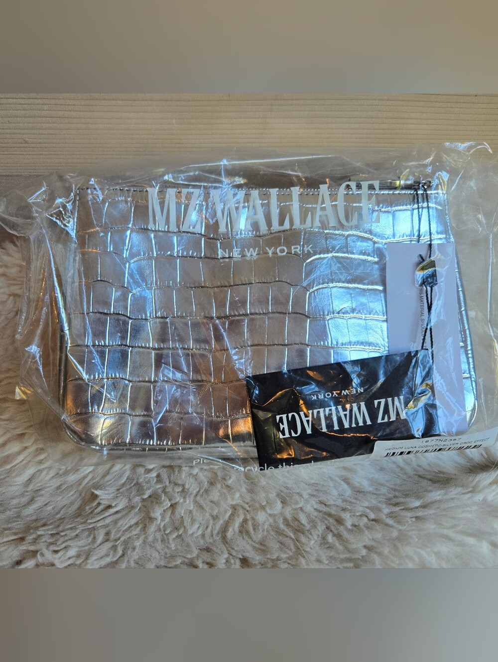 NWT MZ Wallace LEATHER Silver Croc Medium Luna Cosmetic - Picture 3 of 8